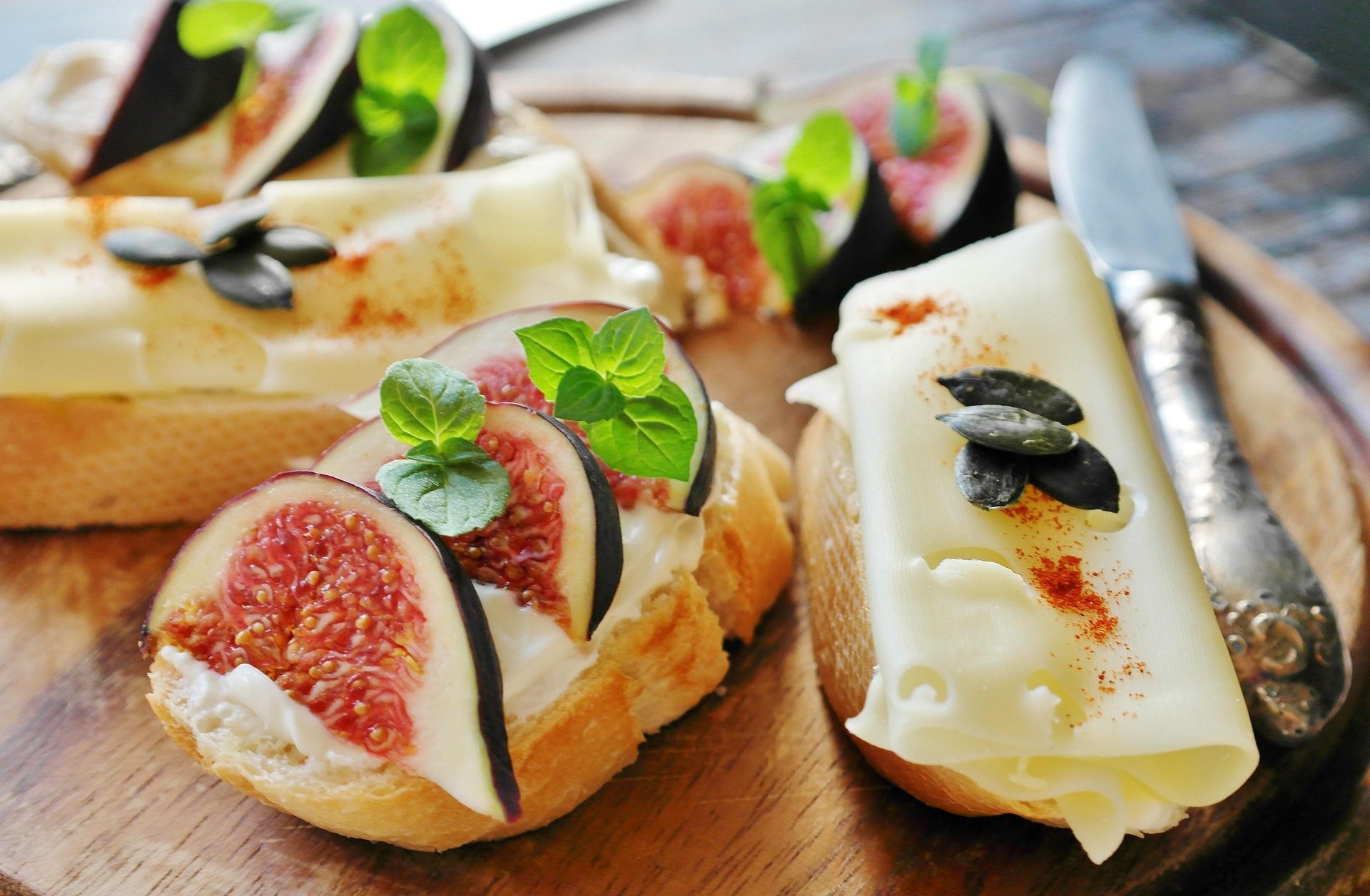 Gourmet fig and cheese bruschetta served fresh at Cedar & Stone Bistro in Cowichan Valley